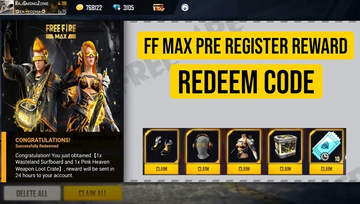 Free Fire Max Redeem Code 3 जुलाई 2025: फ्री में पाएं डाइमंड्स, स्किन्स और धमाकेदार इनाम